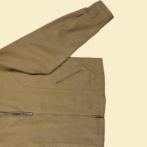 1990s silk M womens jacket, vintage 90s silk/linen brown windbreaker jacket - Picture 9 of 10